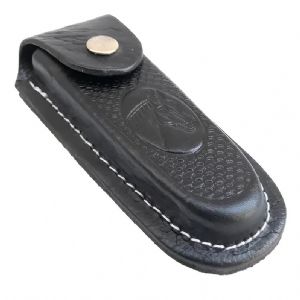 Bainha Para Canivete Em Couro Invernizado Preto